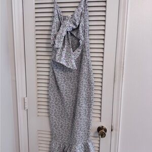 Floral Ruffle Maternity Maxi Dress in Lavender and White